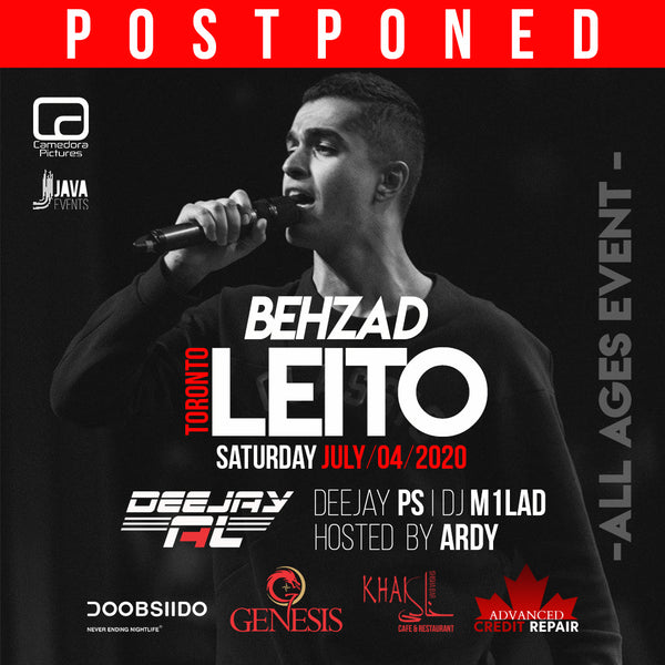 Behzad Leito Live in Toronto Concert has been Postponed to July 4th, 2020 - Doobsiido